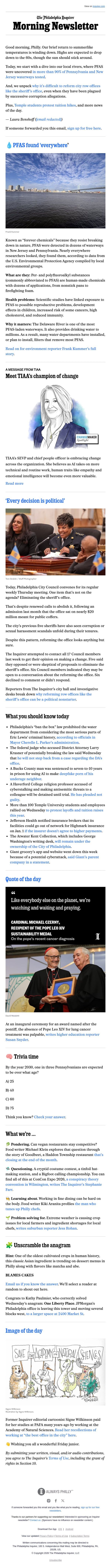 ‘Forever’ pollution in our rivers email from The Philadelphia Inquirer screenshot