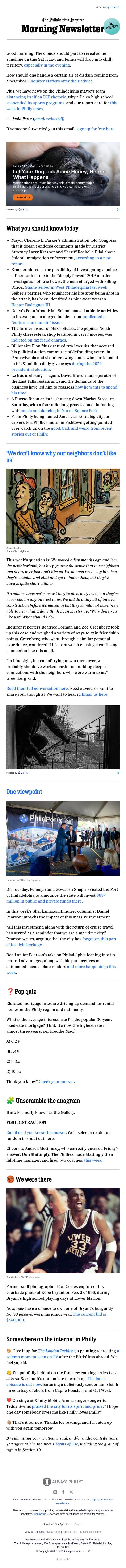 Befriending nosy neighbors email from The Philadelphia Inquirer screenshot