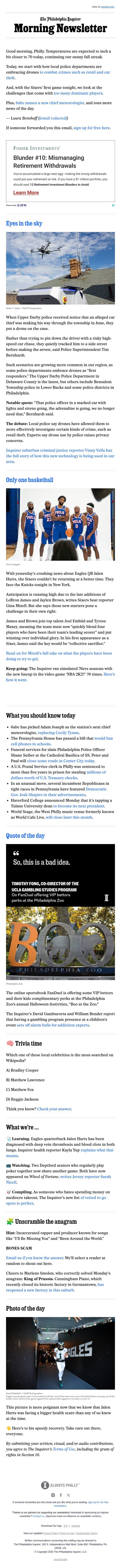 Drones are changing police work email from The Philadelphia Inquirer screenshot