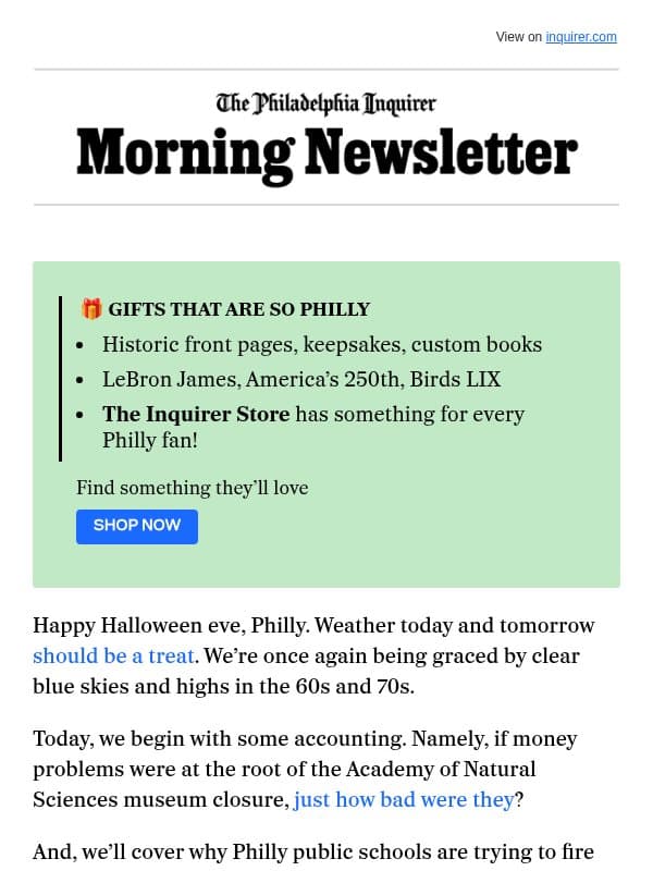🦖 Academy museum’s real deficit email from The Philadelphia Inquirer