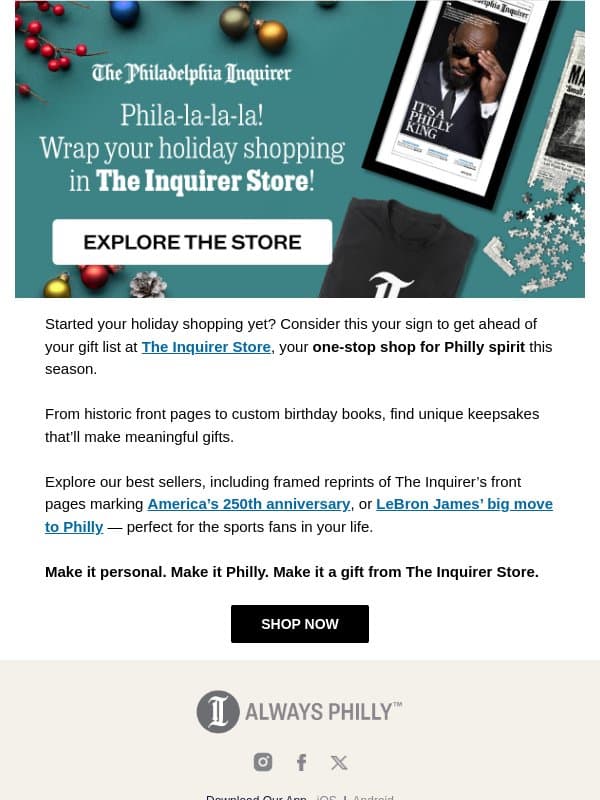 ๐ Gifts that are so them โ and so Philly email from The Philadelphia Inquirer