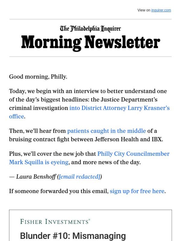 ‘Virtually unprecedented’: DOJ investigates Krasner email from The Philadelphia Inquirer
