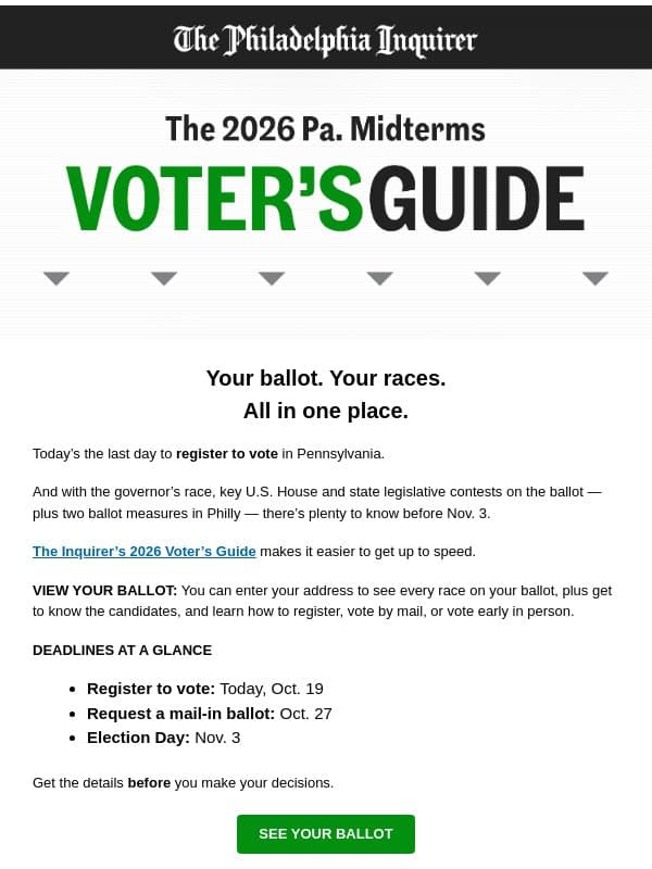 🇺🇸 Your guide to Pennsylvania’s 2026 midterms email from The Philadelphia Inquirer