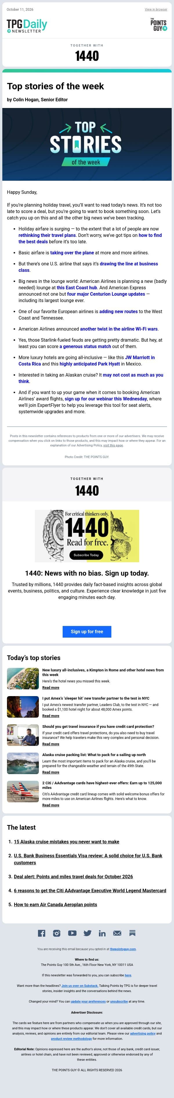 ✈ Let's Catch You Up On the News, New Luxury All-Inclusives & More From TPG ✈ email from The Points Guy screenshot