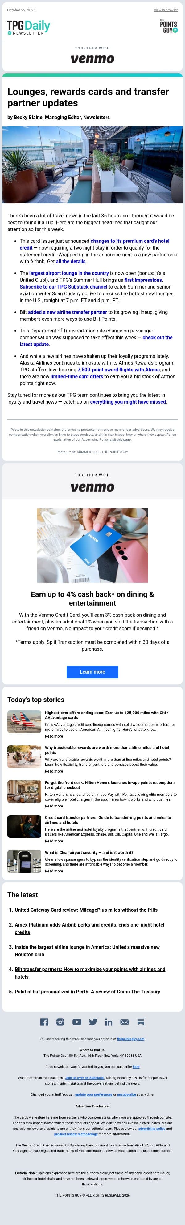 ✈ Biggest Travel News in the Last 36 Hours, Highest-Ever Offers Ending Soon & More From TPG ✈ email from The Points Guy screenshot
