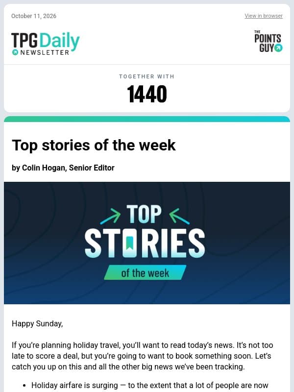 ✈ Let's Catch You Up On the News, New Luxury All-Inclusives & More From TPG ✈ email from The Points Guy