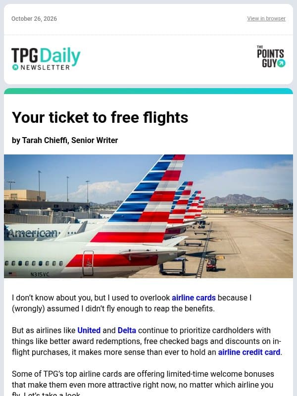 ✈ These 3 Major Airlines Have Offers You Should See, 10 Best Places to Visit in December & More From TPG ✈ email from The Points Guy