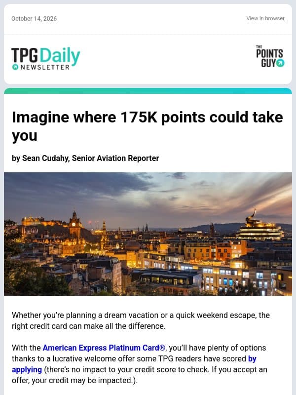✈ Check Now: Offers As High As 175,000 Points, a New Hotel With Robotic Assistants & More From TPG ✈ email from The Points Guy