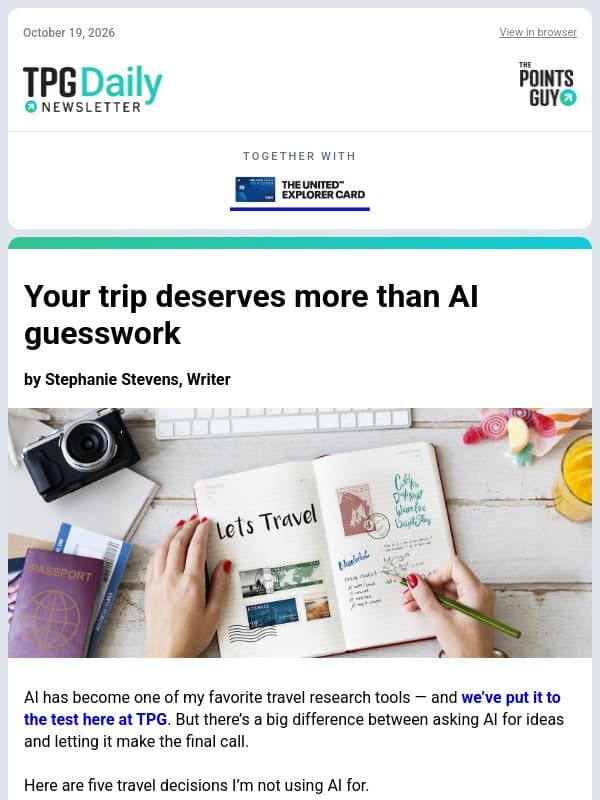 ✈ Why I Still Plan Trips the Old Fashioned Way, Best Credit Cards for Beginners & More From TPG ✈ email from The Points Guy