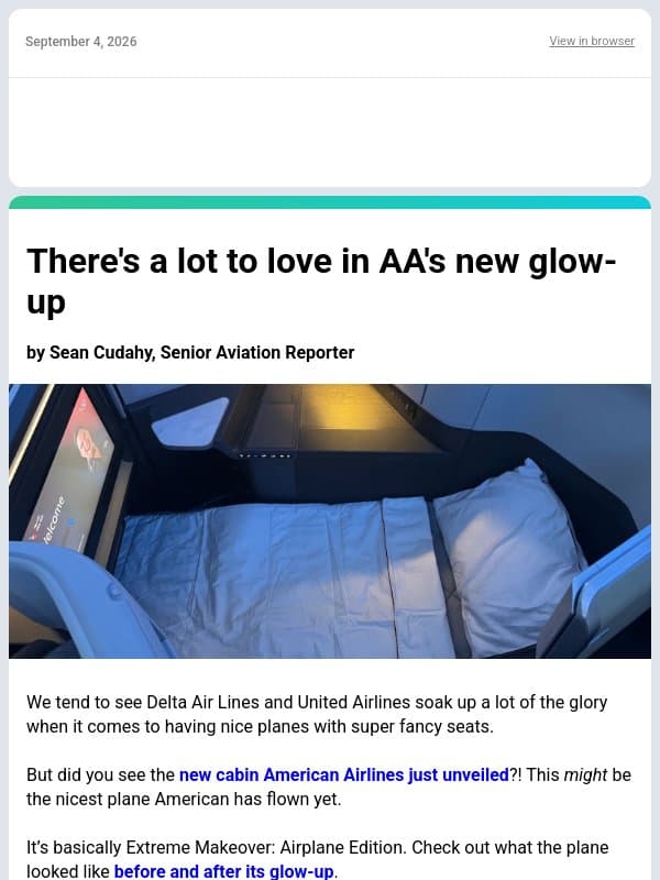 ✈ Wow! AA’s New Business Class Is a Stunner, New E-Gates at Newark (For Some Flyers) & More From TPG ✈ email from The Points Guy