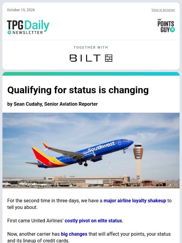 ✈ Another Major Airline Loyalty Shakeup, Hyatt Points Transfers Are Getting Easier & More From TPG ✈ email from The Points Guy