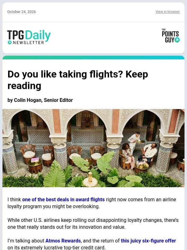 ā Why I Think This is the Best Deal in Award Flights, 7 Ways to Get a Room Upgrade & More From TPG ā email from The Points Guy