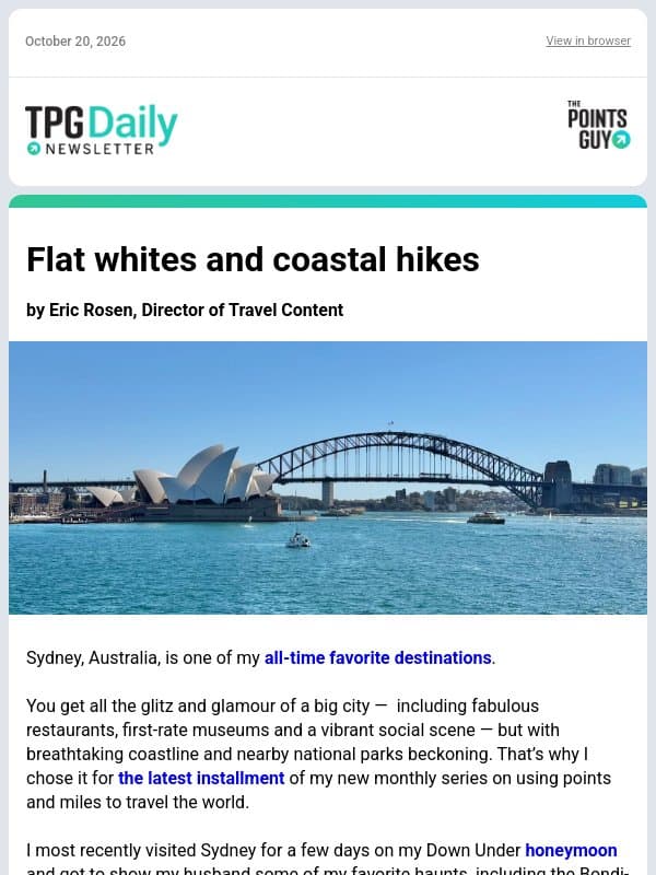 ✈ Visit Sydney for (Almost) Free, New Rules on Maintenance Delays Get ... Delayed & More From TPG ✈ email from The Points Guy
