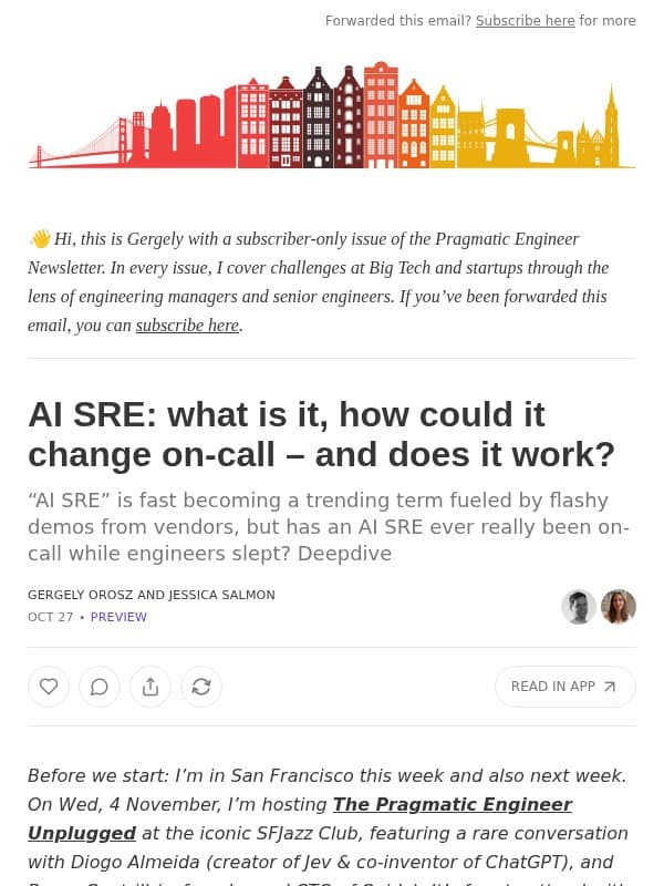 AI SRE: what is it, how could it change on-call – and does it work? email from The Pragmatic Engineer (Gergely Orosz)