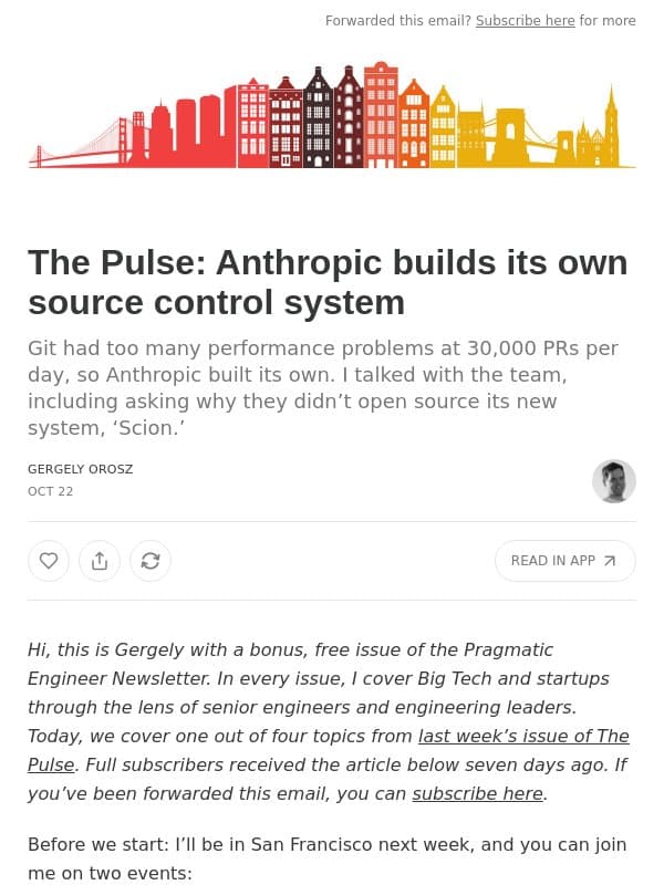 The Pulse: Anthropic builds its own source control system email from The Pragmatic Engineer (Gergely Orosz)