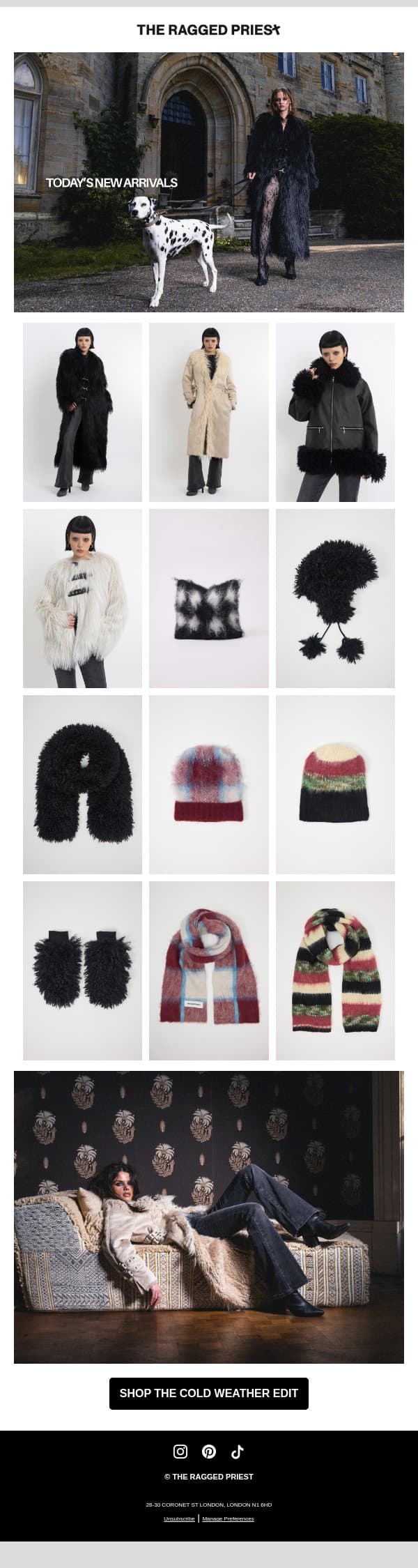 NEW IN: HEAD-TO-TOE COLD WEATHER email from The Ragged Priest screenshot