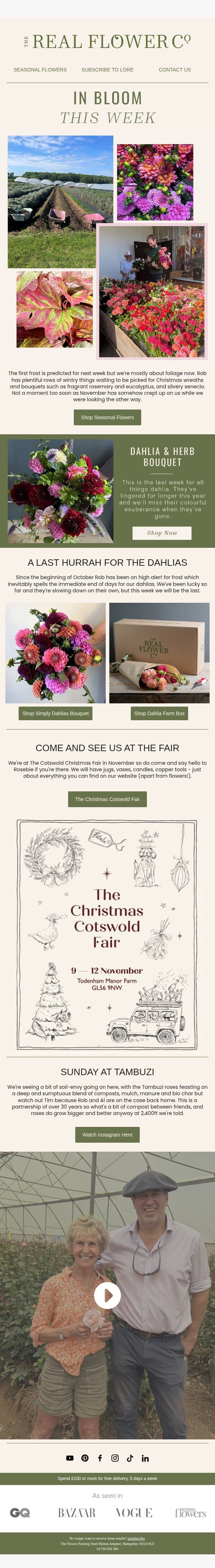 Your Last Chance for Dahlias email from The Real Flower Company screenshot