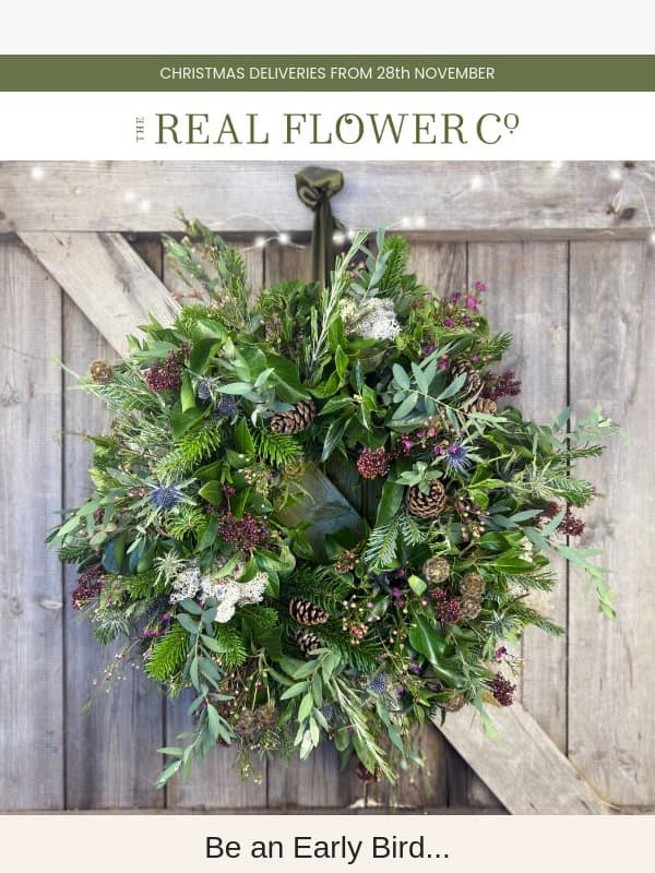 A 15% Christmas Discount, just for you! email from The Real Flower Company