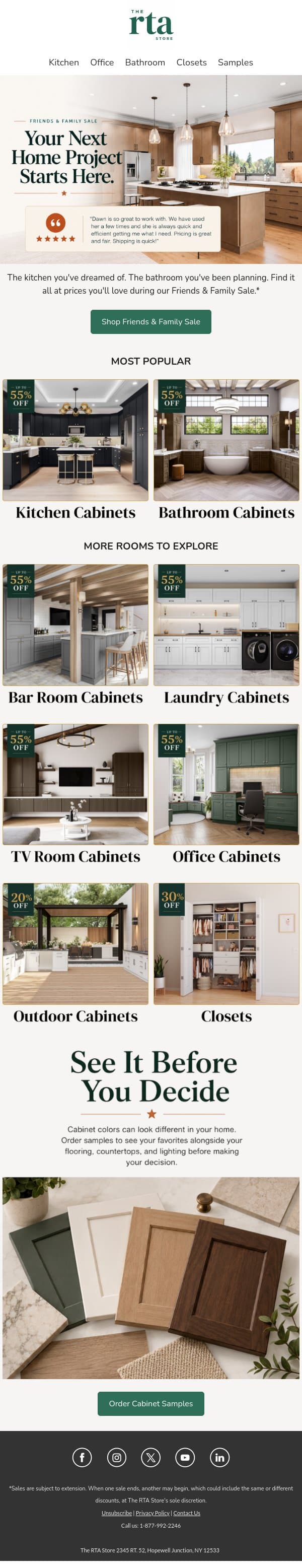 Your Next Home Project Starts Here email from The RTA Store screenshot