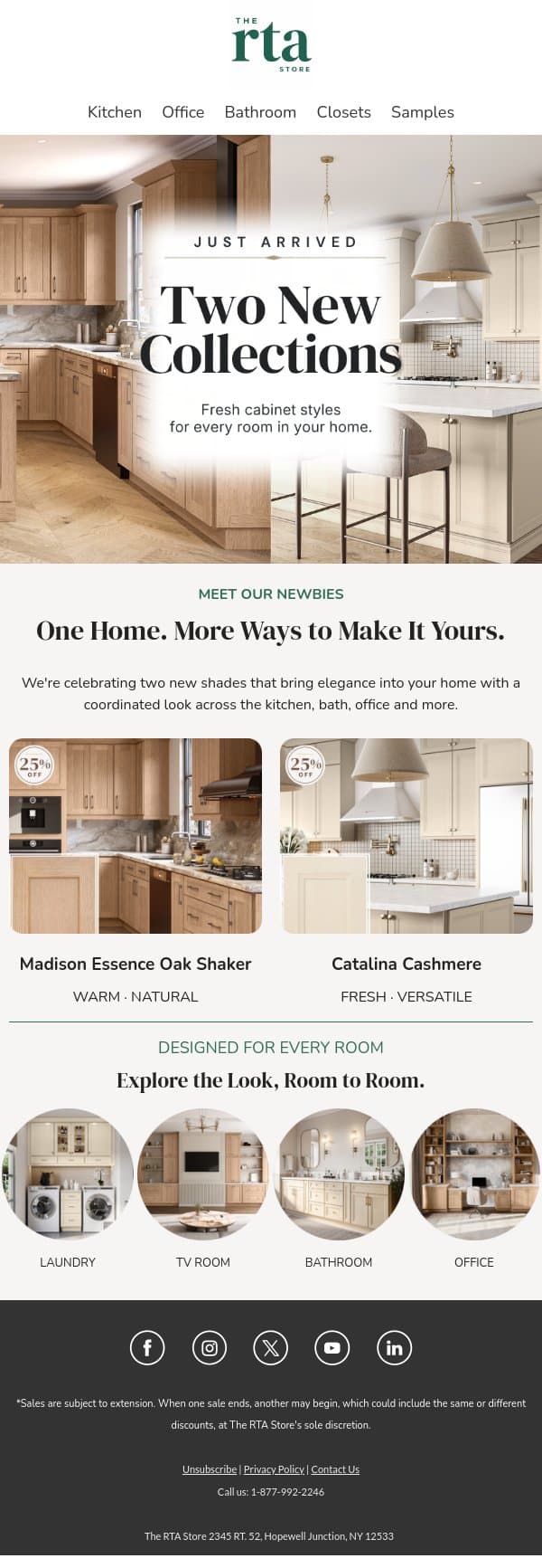 Introducing Our Two Newest Cabinet Collections email from The RTA Store screenshot