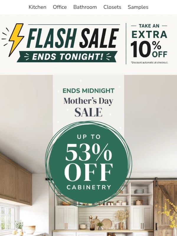 Final Hours to Take up to 53% OFF + 10% EXTRA at Checkout! email from The RTA Store