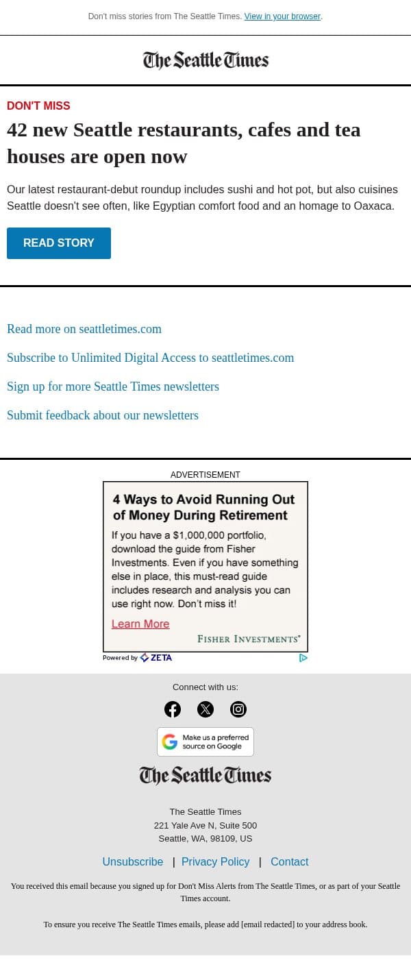 42 intriguing new Seattle eateries email from The Seattle Times screenshot
