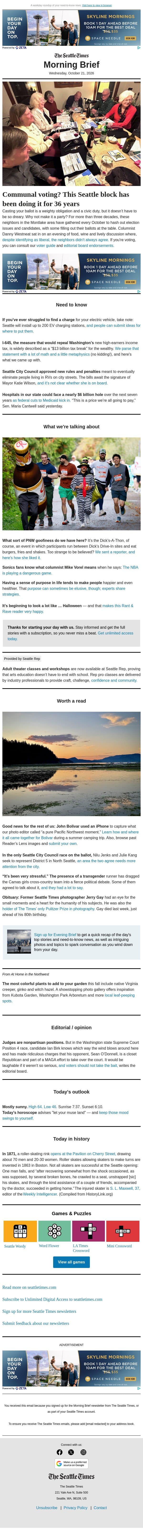 Wednesday Morning Brief: $13 billion tax break? Well ... email from The Seattle Times screenshot