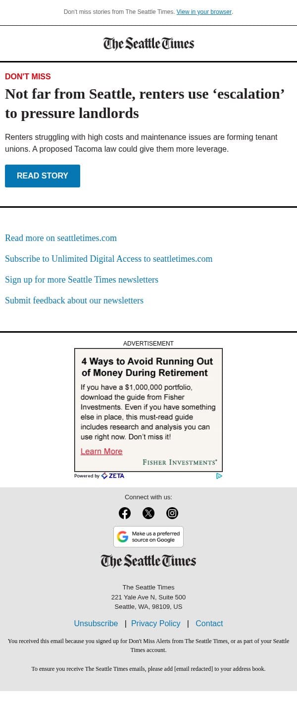Renters use ‘escalation’ to pressure landlords email from The Seattle Times screenshot