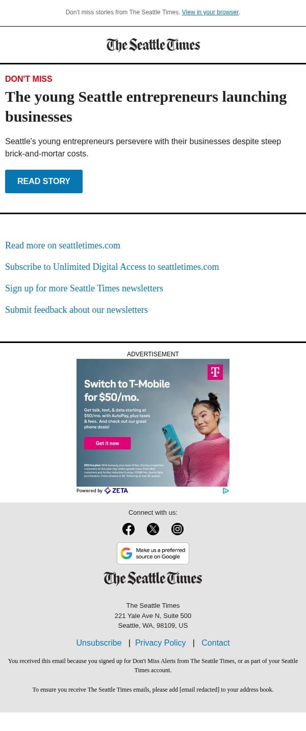 Meet Seattle's new wave of business owners email from The Seattle Times screenshot