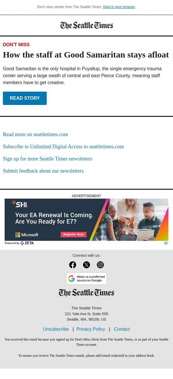 How the staff at one of WA’s busiest ERs stays afloat email from The Seattle Times screenshot
