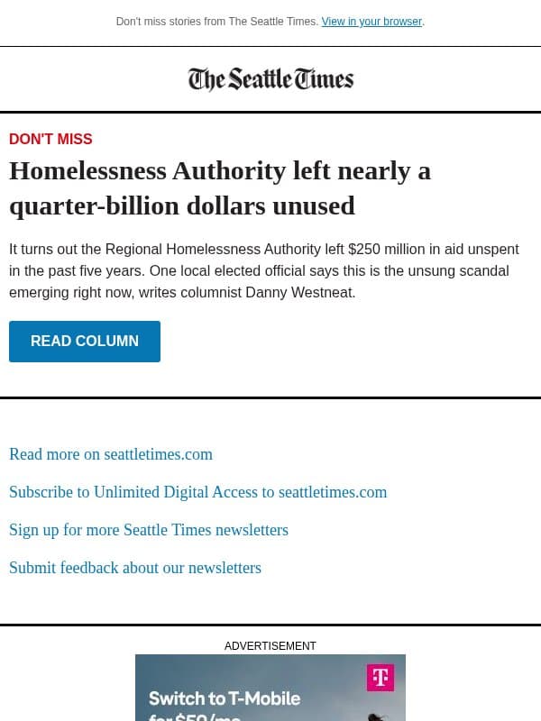 Homelessness Authority saga gets worse | Column email from The Seattle Times