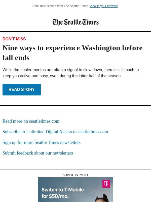 Activities in WA to cure your fall fever email from The Seattle Times