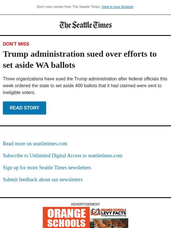 Groups sue over WA ballots email from The Seattle Times