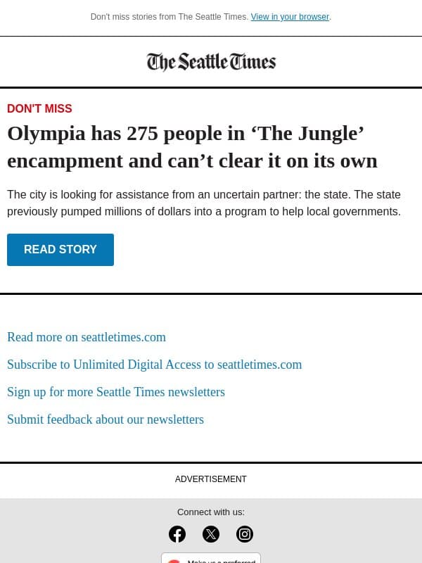 Olympia looks to state to clear ‘The Jungle’ email from The Seattle Times