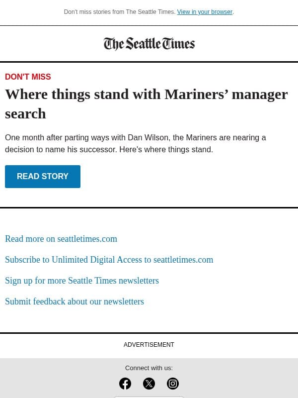 M's manager search down to 2 finalists email from The Seattle Times