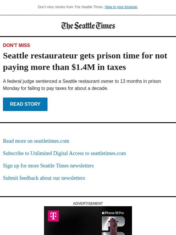 Seattle restaurateur gets prison time email from The Seattle Times