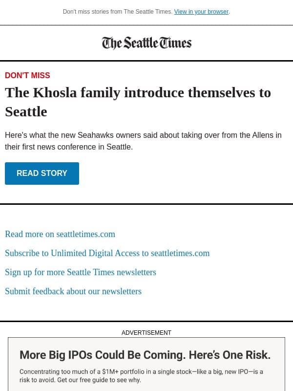 Seattle's first glimpse of Seahawks owners email from The Seattle Times