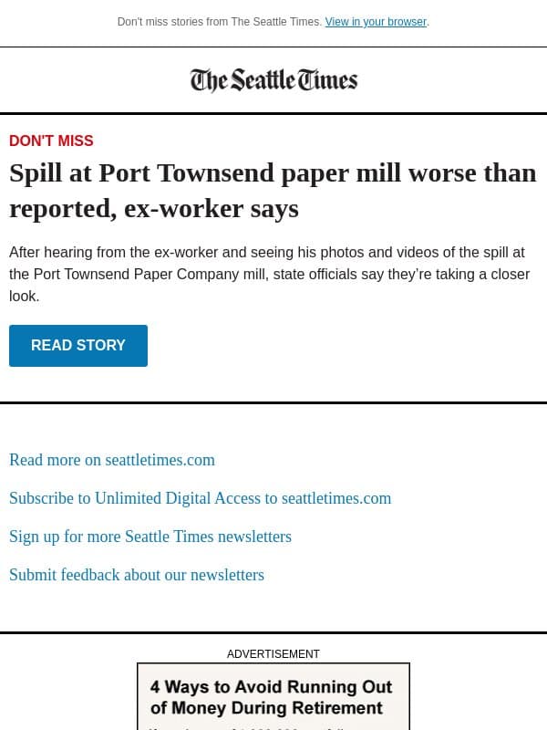 Ex-worker says spill at WA paper mill worse than reported email from The Seattle Times