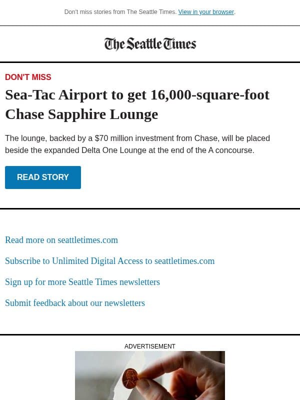 Sea-Tac Airport to get new lounge email from The Seattle Times