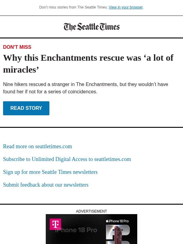 ‘A lot of miracles’ in Enchantments rescue email from The Seattle Times
