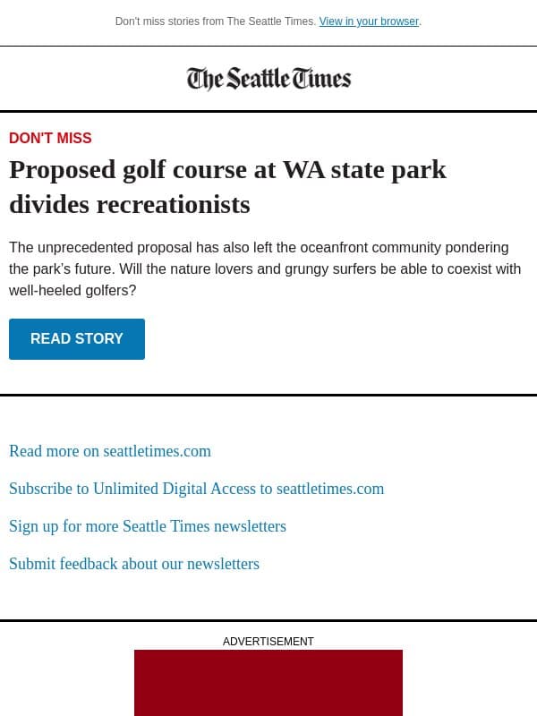 Plan for WA state park becomes divisive email from The Seattle Times