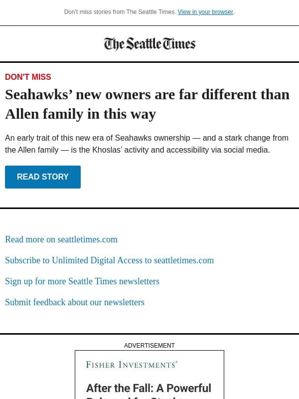 New Seahawks owners’ communication style email from The Seattle Times