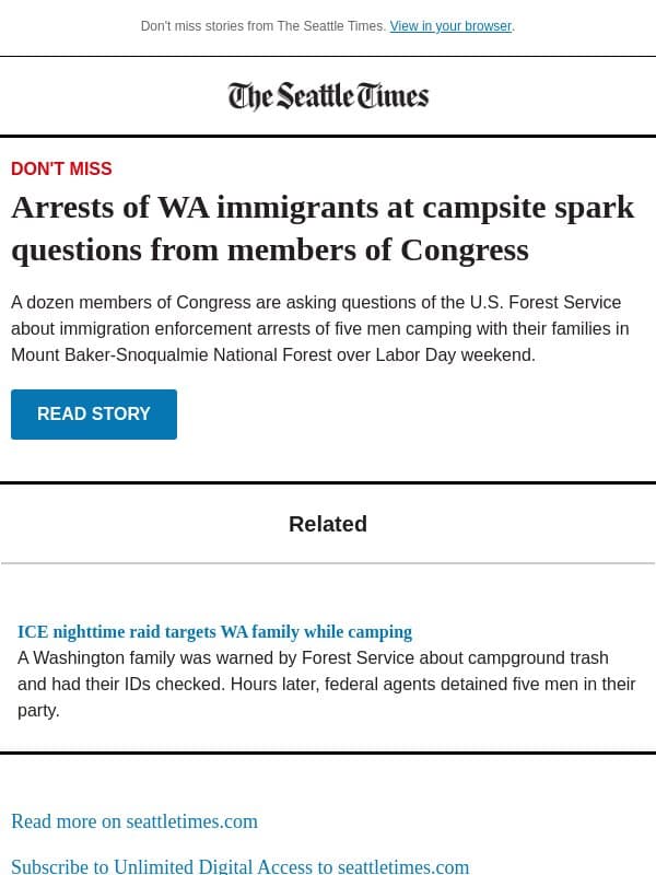 Arrests of WA immigrants at campsite spark questions email from The Seattle Times
