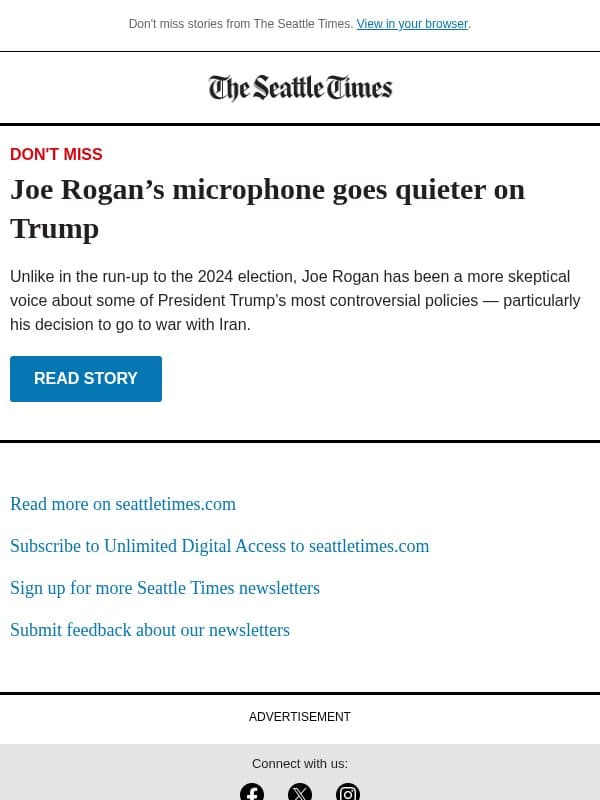 Joe Rogan goes quieter on Trump email from The Seattle Times