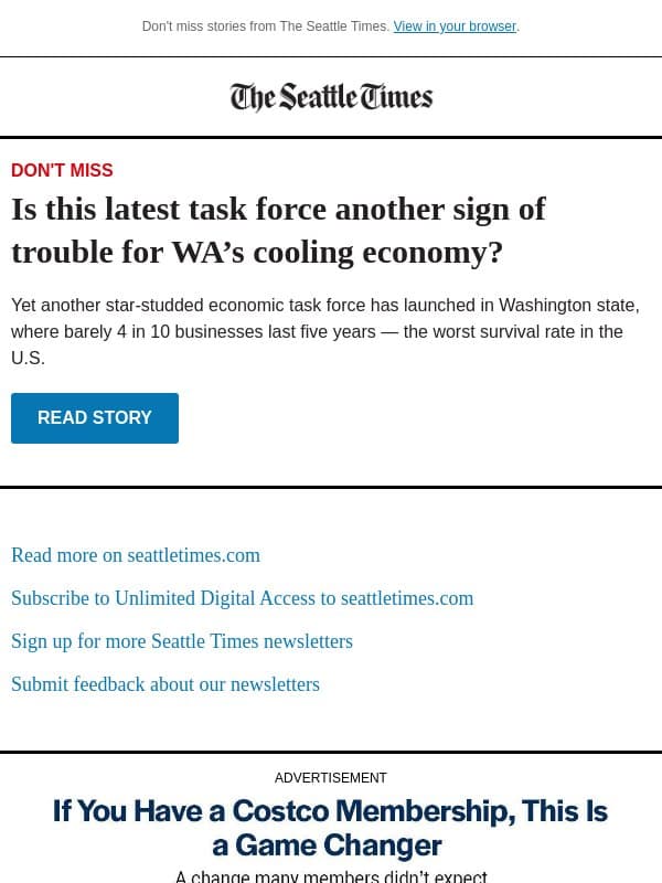New sign of trouble for WA’s economy email from The Seattle Times