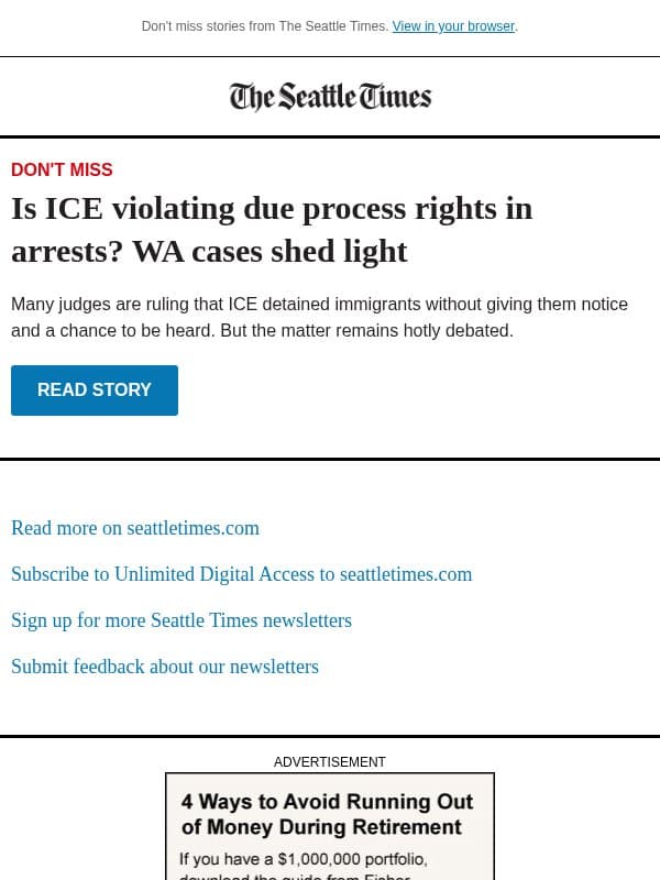 Is ICE violating rights in arrests? email from The Seattle Times