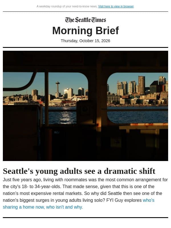 Thursday Morning Brief: Arrest in blaze at NFL star’s Tacoma house email from The Seattle Times
