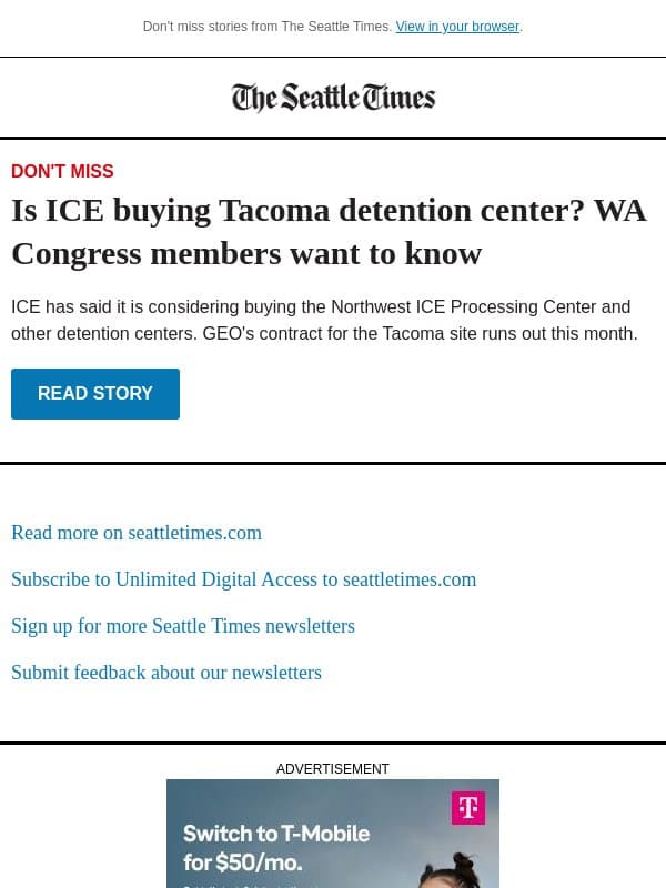 WA Congress members want answers on ICE detention center email from The Seattle Times