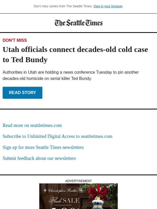 1974 homicide connected to Ted Bundy email from The Seattle Times