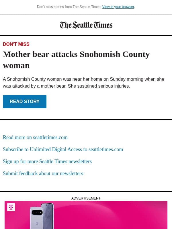 Mother bear attacks WA woman email from The Seattle Times